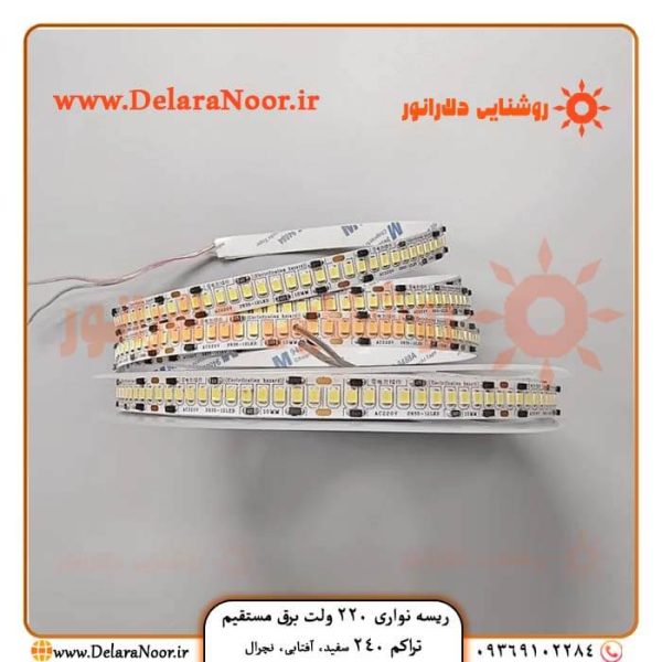 قیمت و خرید ریسه نواری 220 ولت برق مستقیم تراکم 240 آفتابی مهتابی نچرال با گارانتی