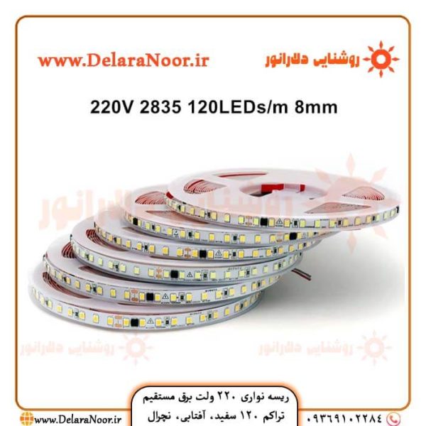 قیمت و خرید ریسه نواری 220 ولت برق مستقیم تراکم 120 (آفتابی، مهتابی، نچرال)